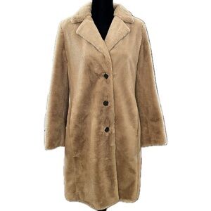 DKNY Brown/Tan Faux Fur Teddy Coat